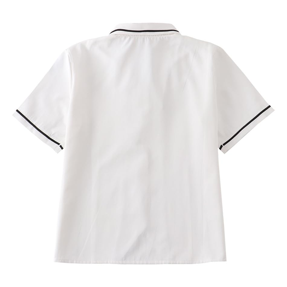 White school shirt with modified collar and short for high school cute and perfect for school REI106 [Sharphon] short-sleeved length, sweet, girls,