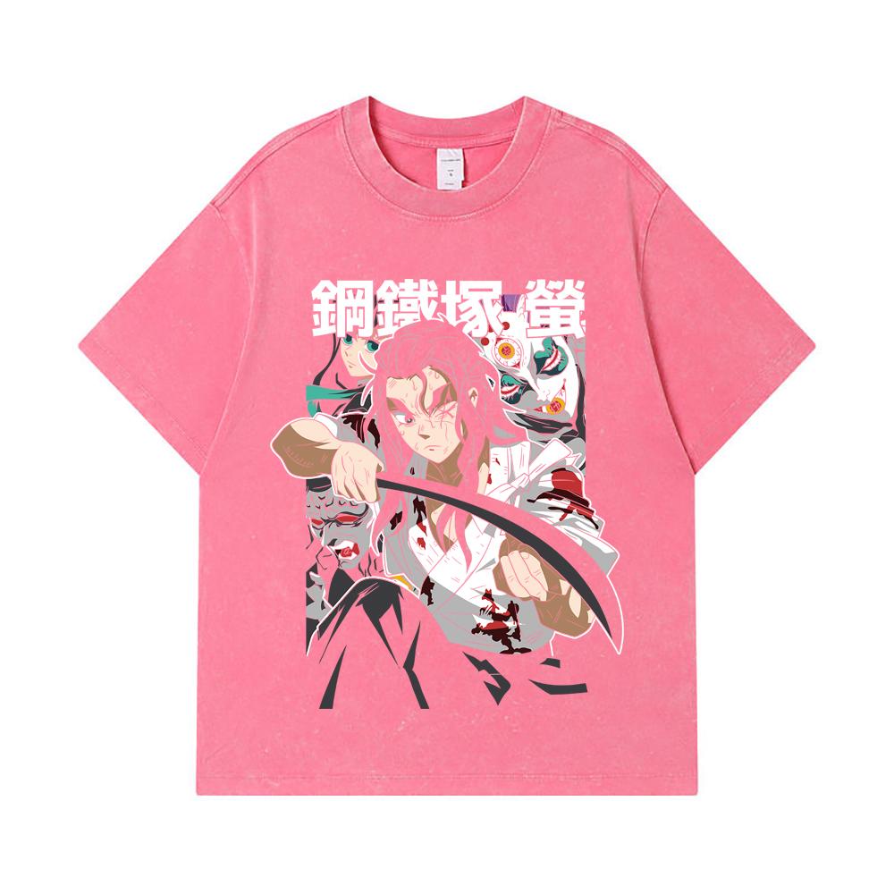 275 GSM Washed T-shirts 100% Cotton Demon Slayer V27 Haganezuka Print Unisex Heavy Cotton T Shirt
