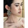 European and American Exaggerated Earrings Niche Stereo Designer Metal Pleat Earrings Geometric Irregular Earrings Simple Glossy