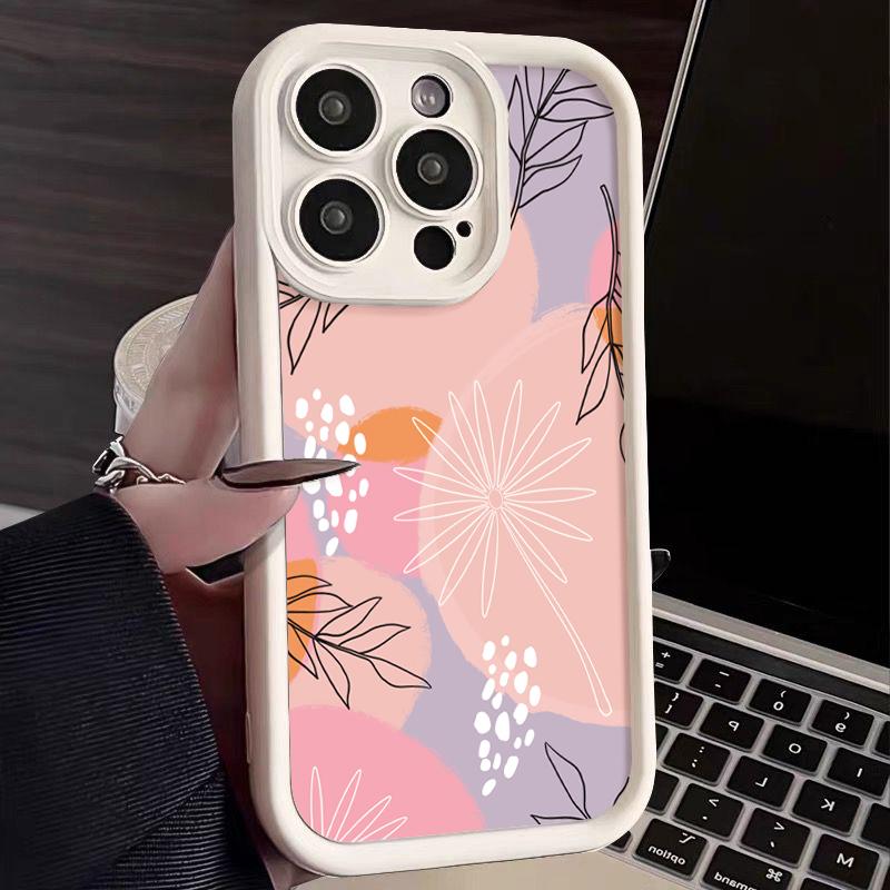 

Чехол для телефона TPU с абстрактным принтом растений для iPhone 16 15 14 Pro Max 16 15 Plus 13 12 Pro 11 Candy Color, ударопрочный, мягкий чехол For iPhone 16 Pro