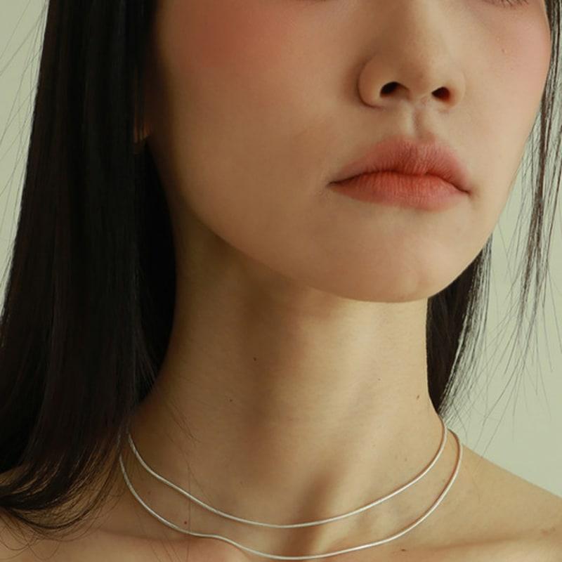 Less Is More Silver Classic Snake Chain Necklace_2way