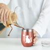 Livole Cat Gift for 350ml Stainless Steel Tumbler with Lid and Perfect for Day or Retirement Women, Straw, Insulated, Mother's (Rose Gold)