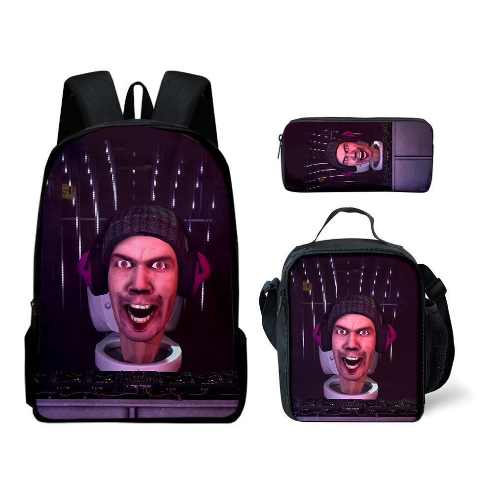 Skibidi toiletman schooltas titan monitorman rugzak schoudertas etui driekoppige set