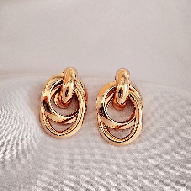 Серьги-гвоздики Wind Gold Irregular Hollow Tube Stud, элегантные геометрические многослойные серьги-кольца, женские серьги