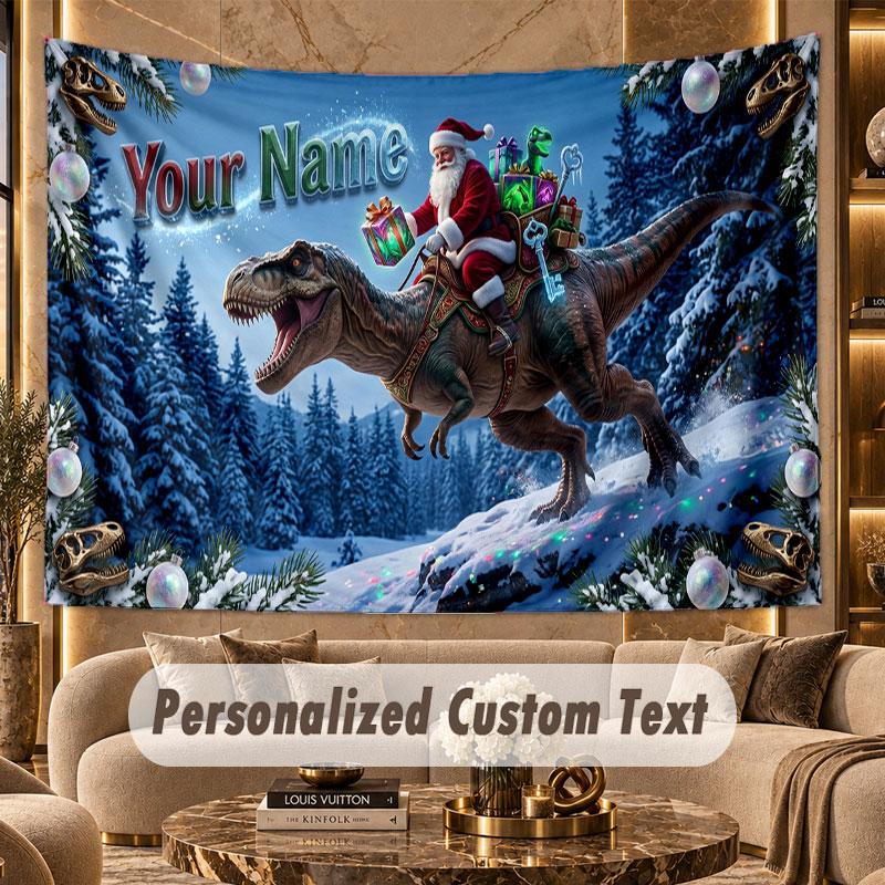 Dinosaur (743) Theme Personalized Tapestry Custom Name Text Wall Hanging Tapestry Home Background Decoration