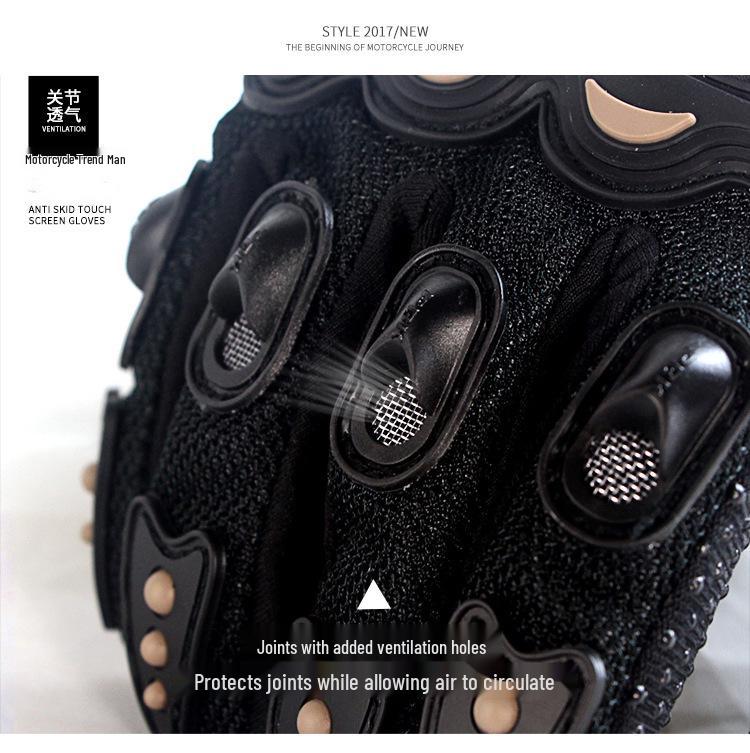 Breathable Full-Finger Anti-Fall Motorcycle Gloves with Touchscreen Capability and Wrist Guards for Off-Road Riding