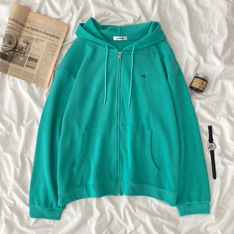 

Бархатный свободный кардиган, толстовка с капюшоном, женская студенческая осенне-зимняя тонкая куртка, модная ретро-универсальная толстовка One Size