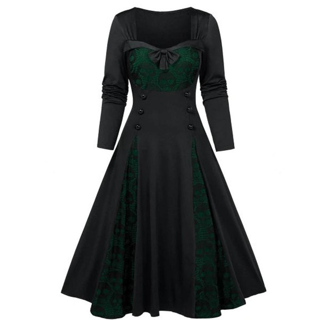 Women Bow-knot Dresses With Elegant Temperament And Long-sleeved Dresses