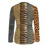 Tiger Print Leopard Print Zipper T-shirt, Casual Long-sleeved Top Suitable for Spring and Autumn, Suitable for Home and Outdoor Wear