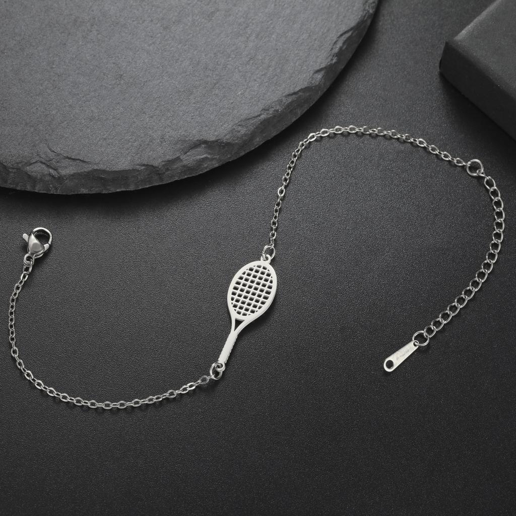 Bracciale Ciondolo Racchetta da Tennis per Donne Uomini Acciaio Inossidabile Braccialetti con Charms Sportivi Ragazze Gioielli Estivi Regali