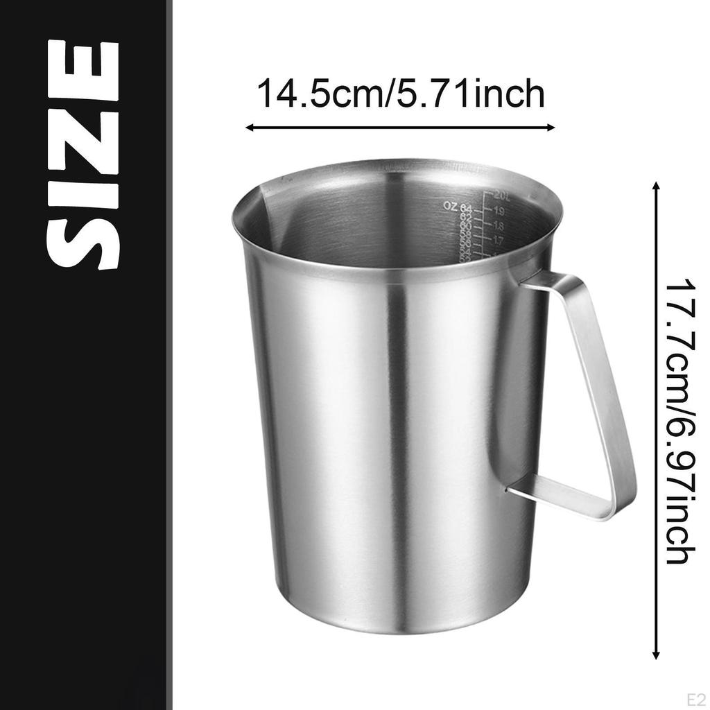 Stainless Steel Measuring Cup Household Kitchen Tools Clear Markings 2000ml Container Frothing
