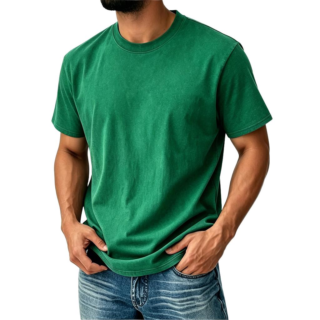 Men’s Vintage Crew Neck Short Sleeve T Shirt Classic Fit Cotton Material Casual Basic Top for Everyday Wear