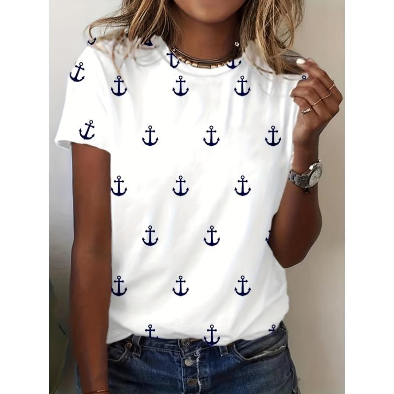 Summer Harajuku Inverted Hook Printed Women's Commuting Elegant Short Sleeves T-Shirts Women’s