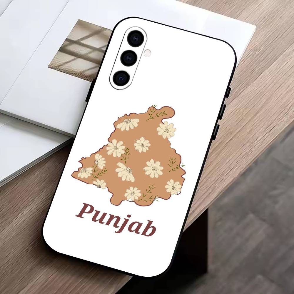 P-Punjab Map Phone Case For Samsung Galaxy A73,A72,A71,A70,A53,A52,A51,Soft Silicone Black Cover Samsung a72