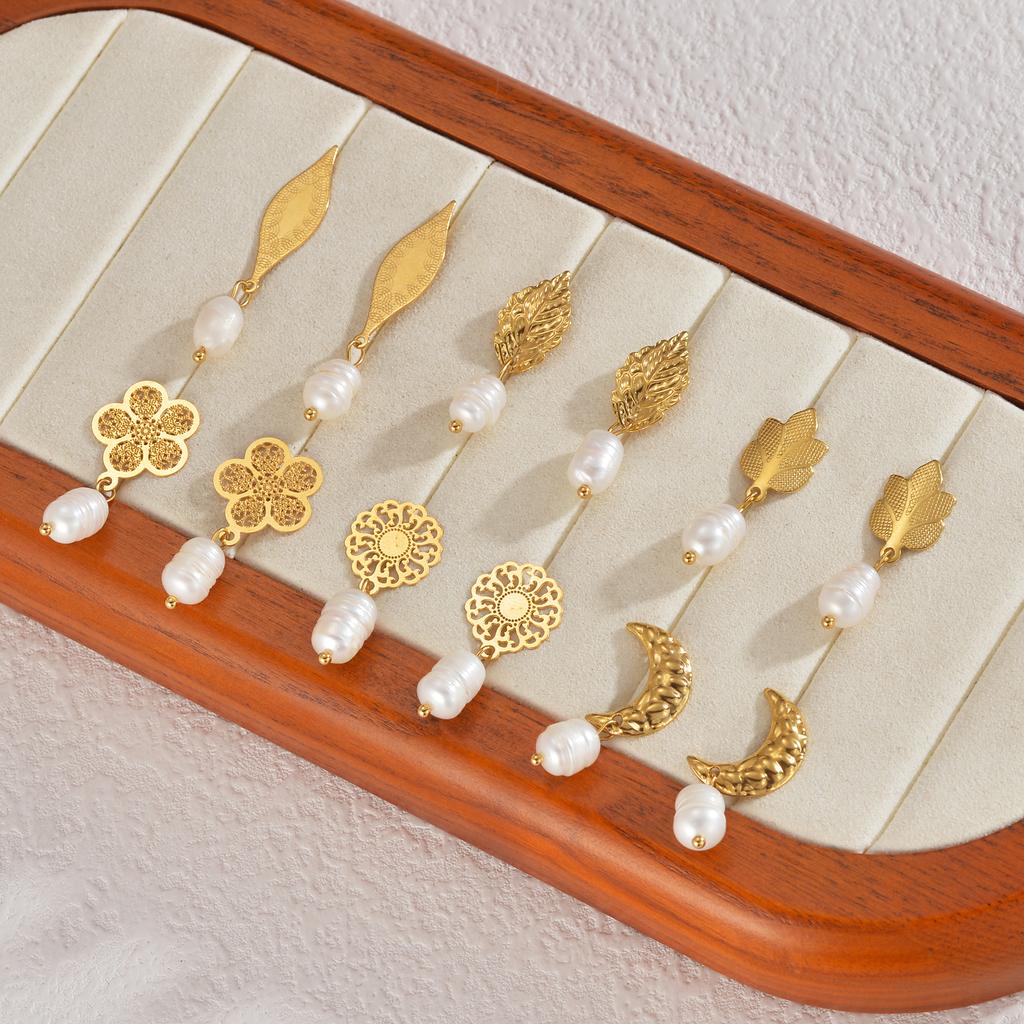 Atoztide Trendy Shiny Zircon Ocean Series Pendant Earring Women Stainless Steel Gold Color Multiple Styles Earring Jewelry Gift