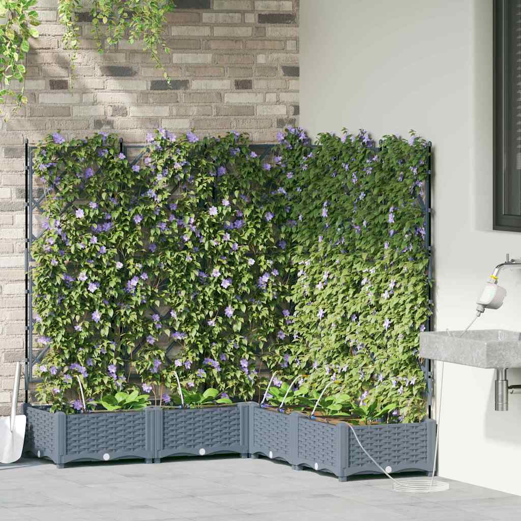 Garden Planter 5 Pcs Light Grey 120 X 120 X 126 Cm Plastic