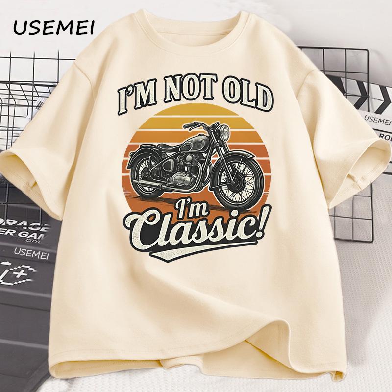 Vintage Motorcycle T Shirt Men Retro Motorcycle Graphic Tee Short-Sleeved Comfortable Soft Loose Tee Trend Street Cotton Tops