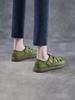 Johnature Genuine Leather Retro Round Toe Sandals Hollow-out Breathable Versatile Women's Flat Shoes