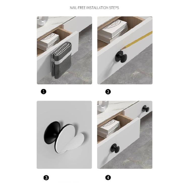 6PCS Reusable Cabinets Handles Waterproof Metal Pulls Set Quick Installation for Bathroom Furniture Shower Door Mirrors