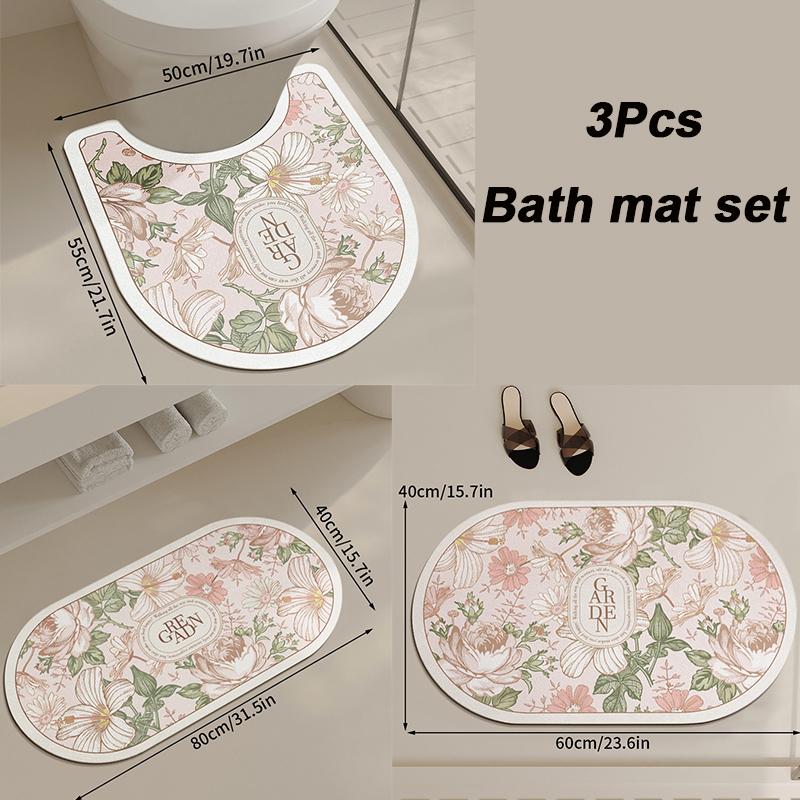 

Non-slip Bath Mat Rubber Bathroom Mats U-shaped Bathroom Rug Absorb Water Toilet Rug Washroom Entrance Doormat Home Floor Carpet