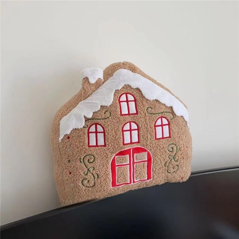 Christmas House Shape Plush Toy Doll Bedroom Dormitory Headrest Cartoon Gift