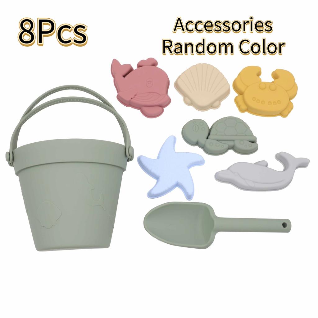 8Pcs Summer Beach Toys Kids Soft Silicone Sandbox Set Beach Game Silicone Sand Toys for Toddlers Kids Swim GameToddlers