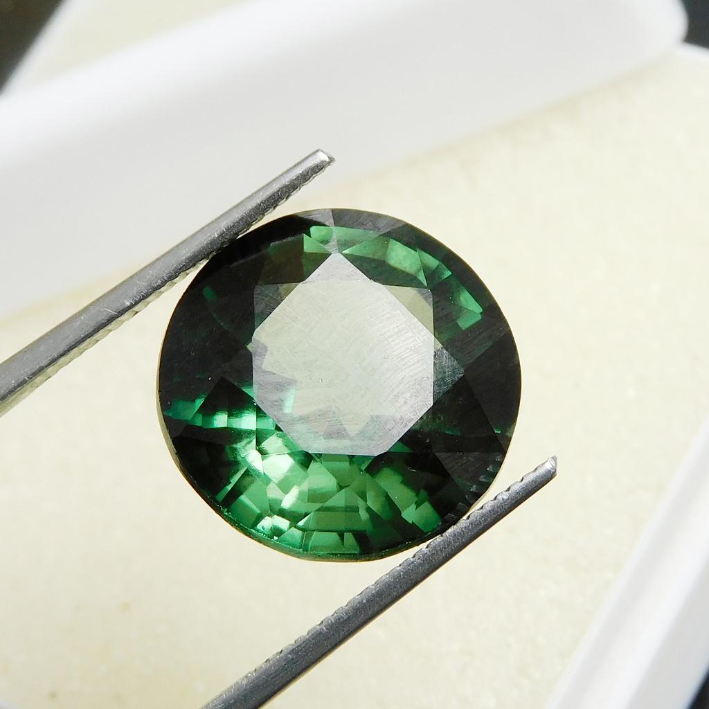 Beautiful 11.90 Ct Green Sapphire Round Cut Natural CERTIFIED Loose Gemstone
