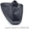 Auto Real Leather Gear Stick Shift Knob Lever Shifter Gaiter Boot Dust-Proof Cover Fit for BMW E90 E91 E92 E93 Car Styling
