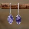 Natural Stone New Bohemian Elongated Stone Horse Eye Pendant Earrings European and American Popular Ins Jewelry Jewelry