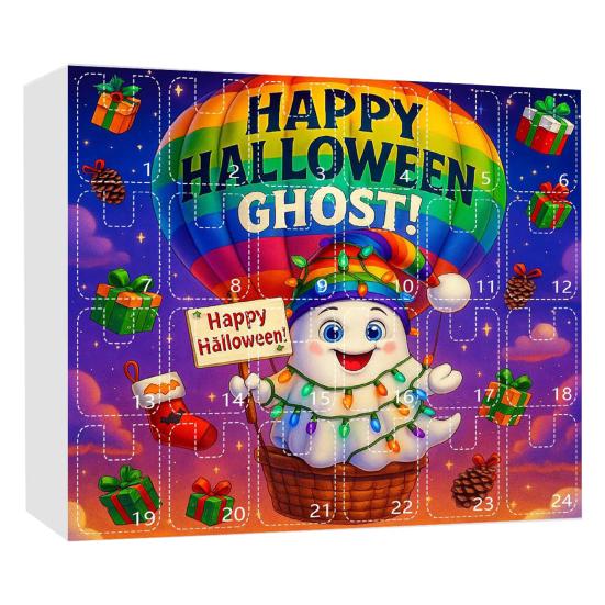2025 Halloweenský Duch Adventní Kalendář 2D Akrylová Kreslená Sada Ozdob Duchů 24 Dní Roztomilá Duch Počítadlo Dekorace pro Domácí Oslavy