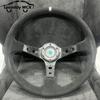 Drift Racing Steering Wheel 14inch 350mm Carbon Fiber Suede Leather Steering Wheels Deep Dish Red Black Yellow Ring