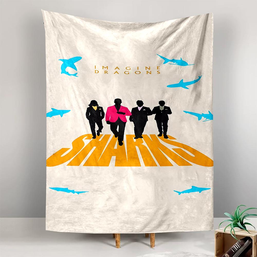 Vertical Tapestry Imagine Dragons Sharks Band Silhouettes Walking Pink Wall Hanging Tapestry for Dorm Bedroom Gift