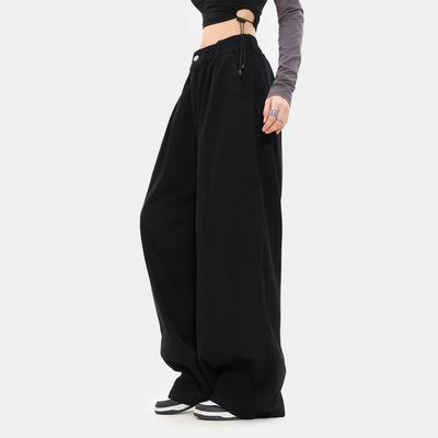 Ladies' Dance Sagging Loose Sports Street Dance Pants, Black Trendy Brand Wide Leg Work Casual Pants