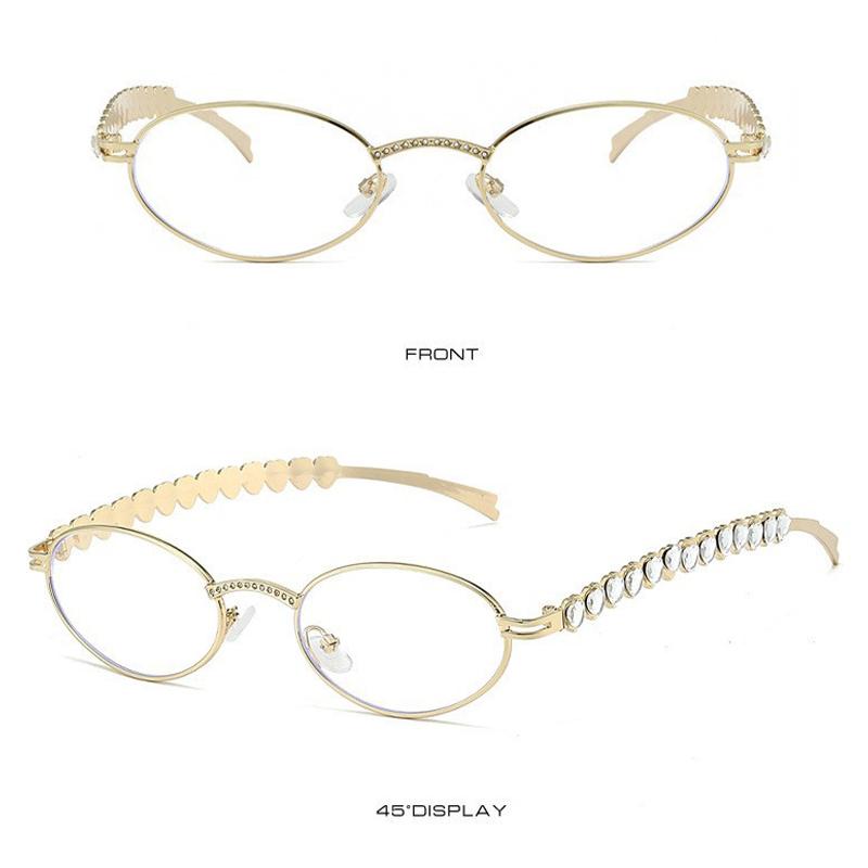 Eyeglasses Frames For Women Men Silver Oval Glasses Anti Blue Light Small Sunglasses With Metal Frame