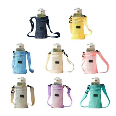 Portable Sport Water Bottle Cover Meshes Sleeve Bag Water Bottle Holder with Adjustable Shoulder Strap Camping Accessories