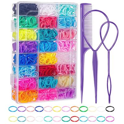 2000pcs Mini Hair Rubber Bands for Hair with Organizer Box Girl Hair Ties Colorful Hair Accessories for Girl Kids for Hearwear