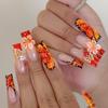 24 Pièces Longues Ongles Press-On Forme Coffin Rose Doux Fraise Cerise Motif Fruité Été Dopamine Ongles Faux Portables