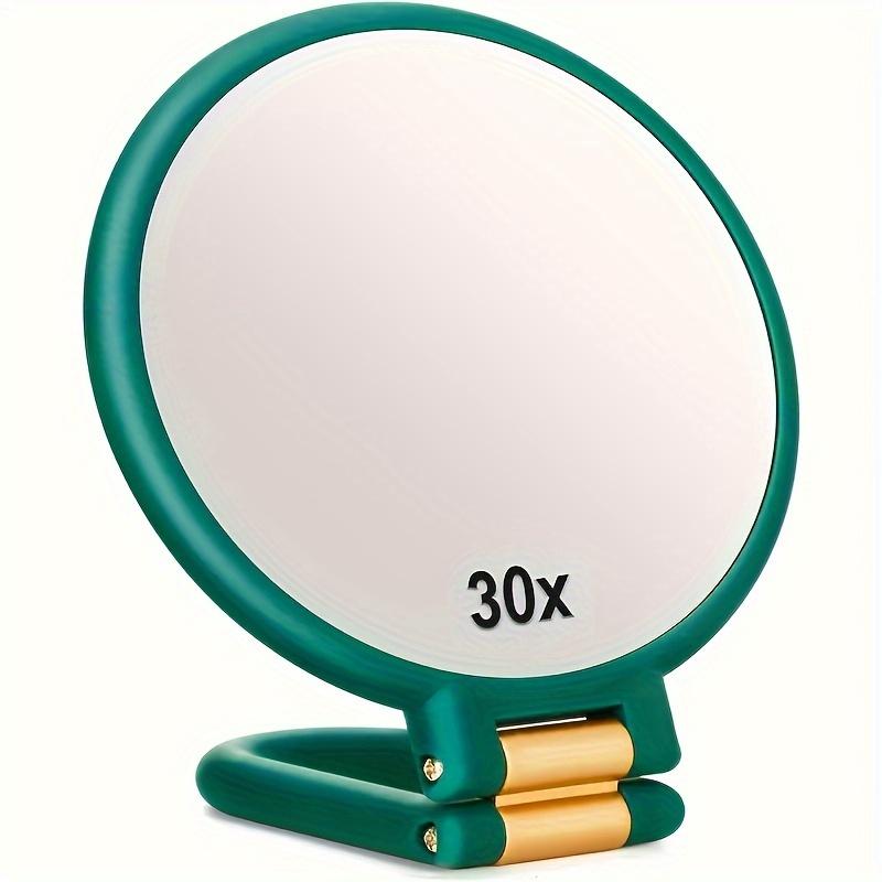 360 Rotatable Dual Sided Makeup Mirror 1X and 30X Magnification Portable Travel Mirror No Battery Black Gold Frame Design