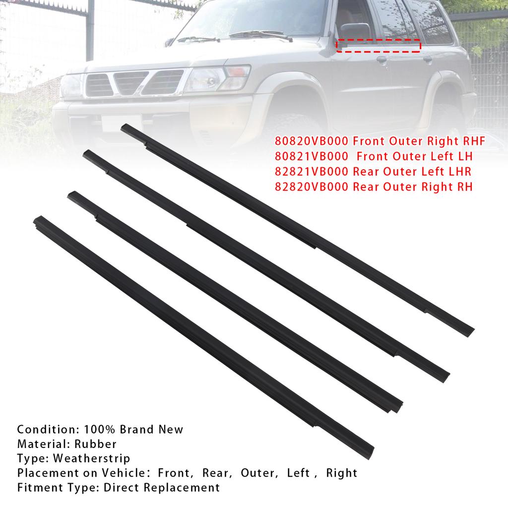 4 STÜCKE Türfenster Dichtungsleisten Formsatz Für Patrol Y61 GU