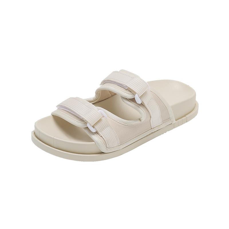 Non-slip Cool Slippers Women's Summer Slippers New Fashion Outer Wear Thick Sole Adjustable One-word Drag Women's Cloth Strap Sandals