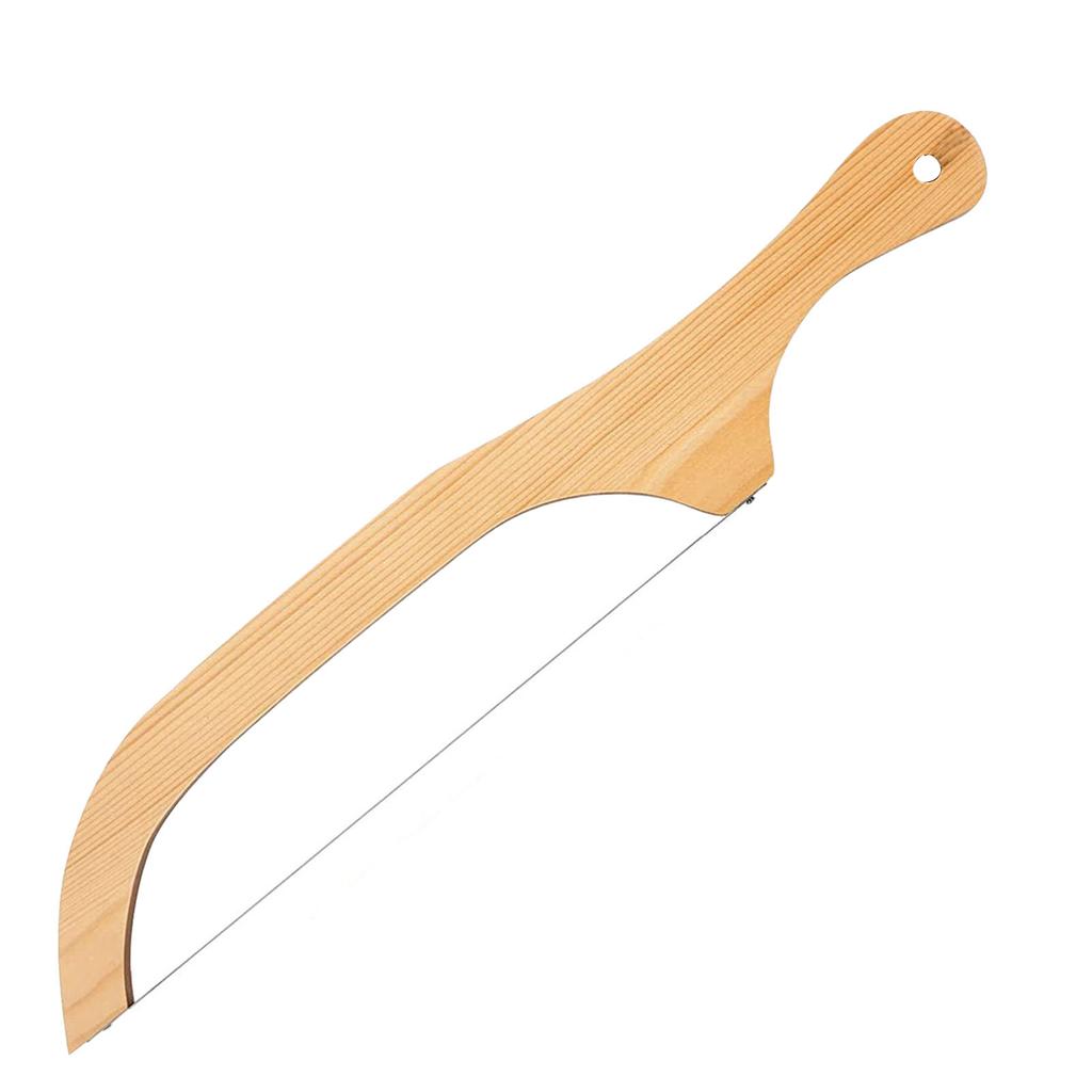 Holz Brotmesser Säge 40cm zum Baguette Schneiden mit Wellenschliff Klinge Ergonomischer Griff für Küche Obst- und Gurkenschneiden