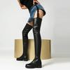 Fashion Solid Color Side Zipper 3cm Square Heel Women Pants Boots European American Winter Round Toe Steel Pipe Dance Boots Size 35-46