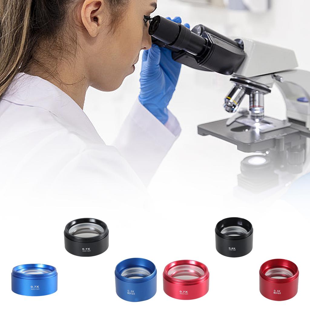 0.5X/0.7X Microscope Camera Lens Aluminium Alloy Auxiliary Barlow Objective Lens Industrial Microscope Barlow Glass Lens