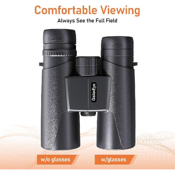 Binoculars for Adults 12x42 GalaxEye Compact with Phone Adapter Large View Easy Focus with HD BAK4 Prism FMC Lens for Bird Watching, Hunting,
