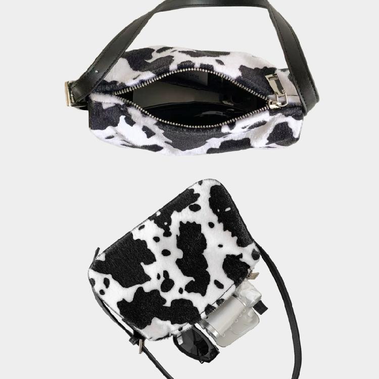 Shoulder Bag for Women Cow Print Clutches Purses Hobos Handbag with Zipper Closure Trendy Underarm Purses Commuting Bag