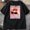 Tummy Ache Survivor Funny Cat Meme Tshirt Unisex Women Silly Stupid Cat Tee Shirt Unisexs Short Sleeve T Shirts Cotton Oversized Top