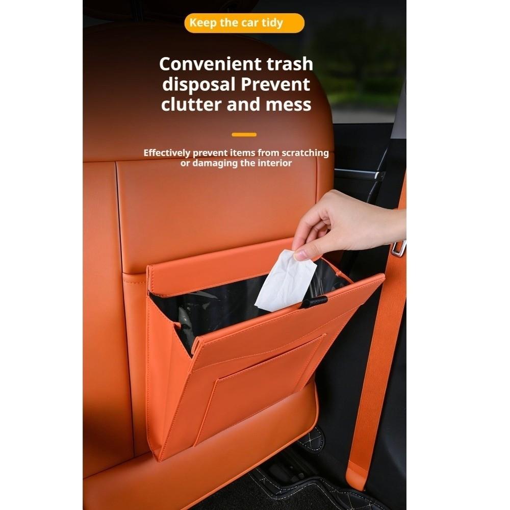 Leather Car Garbage Bag Storage Pocket Seat Hanging Trash Can Car Interior Supplies