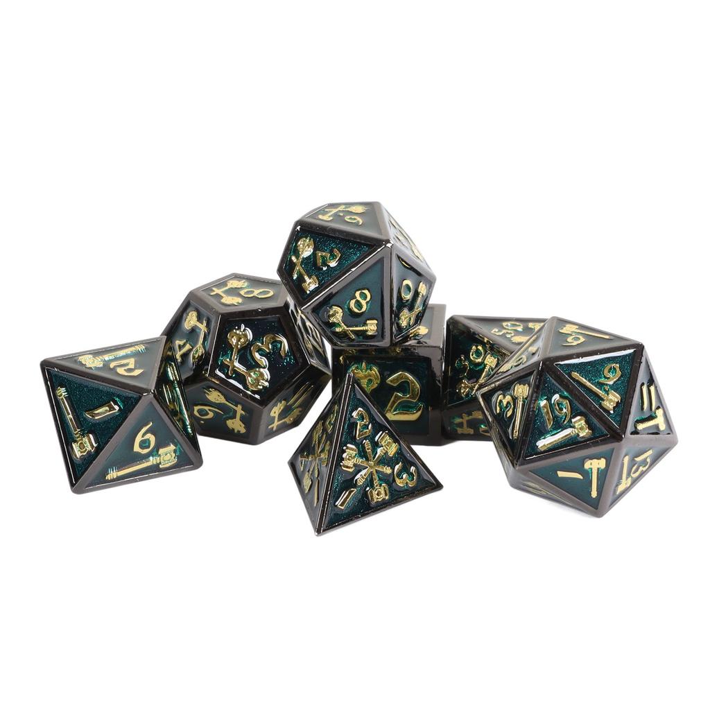7 Stück Metallwürfel Polyedrisch RPG Tischspielzubehör Geschenk mit Zahlen für über 14 Jahre Typ