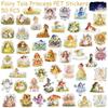 50 Sheets of Fairy Tale Princess Cartoon PET Transparent Stickers for Laptops, Suitcases, and DIY Projects