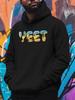 Men's YEET Graphic Sweatshirt - Soft Cotton Blend Loose Fit Hoodie with Kangaroo Pocket & YEET Print Streetwear Pullover Hoodie Su